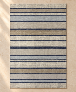 Blue Stripe Machine Washable Rug